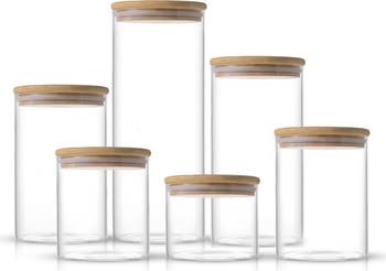 JoyJolt Set of 6 Multisize Glass Jars with Airtight Bamboo Lids | Nordstromrack
