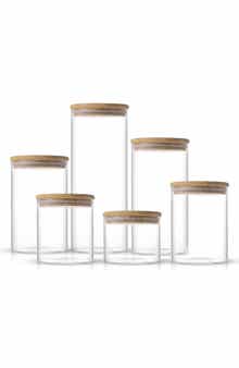 JoyJolt Set of 6 Multisize Glass Jars with Airtight Bamboo Lids