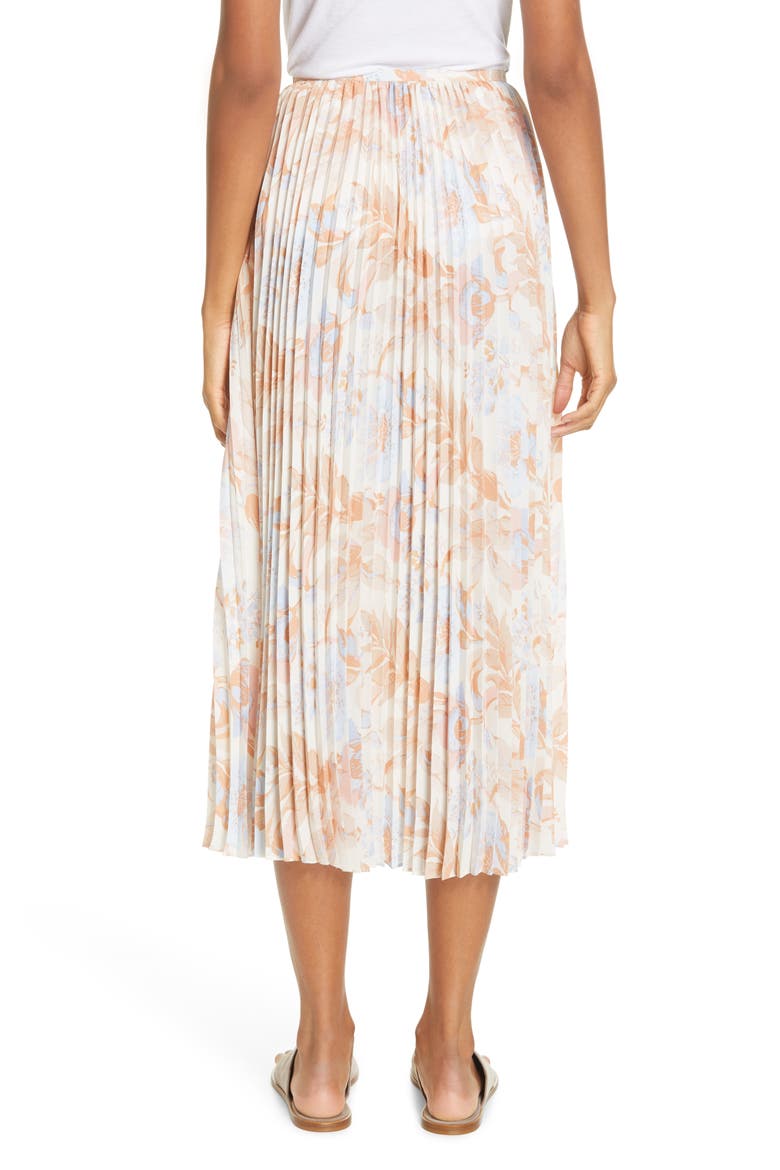 Marine Garden Pleated Midi Skirt, Alternate, color, TANGERINE