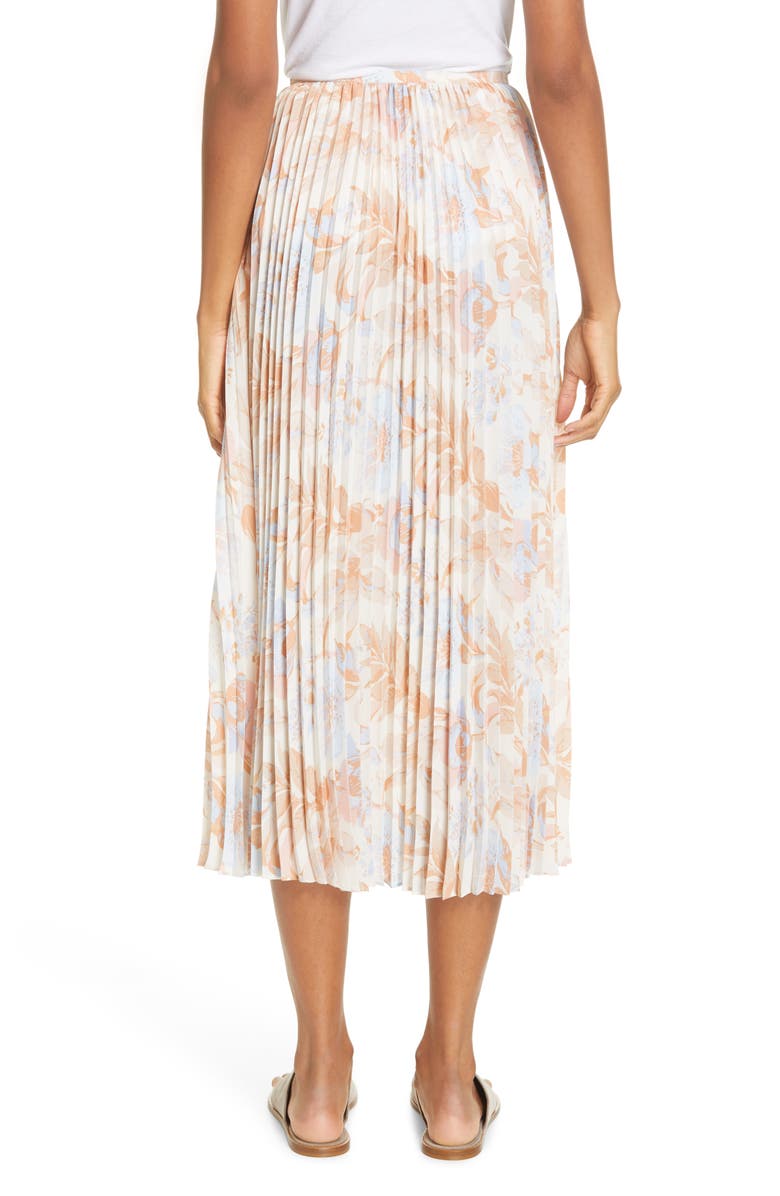 Vince Marine Garden Pleated Midi Skirt, Alternate, color, 