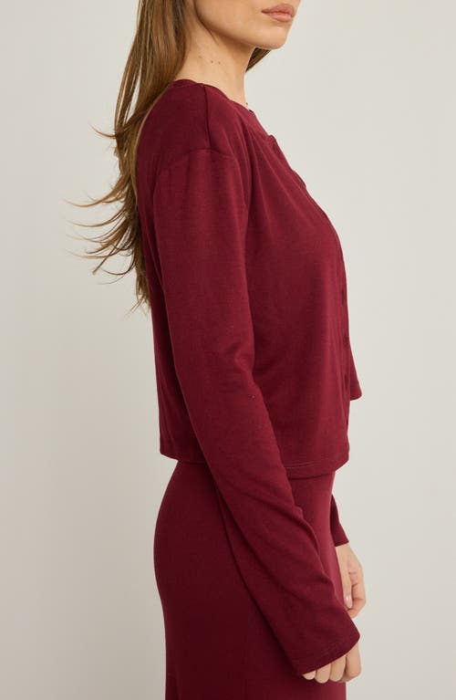 Sunday Ritual Crop Cardigan In Burgundy