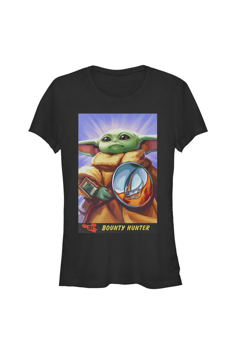 Junior's The Child Bounty Hunter Comic Art Short Sleeve Graphic T-Shirt, Main, color, Black