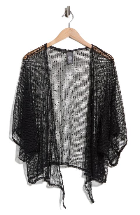 Cropped Popcorn Knit Tie Front Wrap