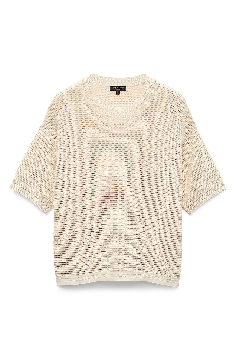 rag & bone Zoey Short Sleeve Open Stitch Cotton Blend Sweater, Alternate, color, 