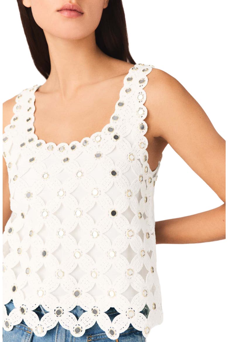 Mirrored crochet top, Alternate, color, White