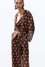 H&M Tie-belt Satin Blazer