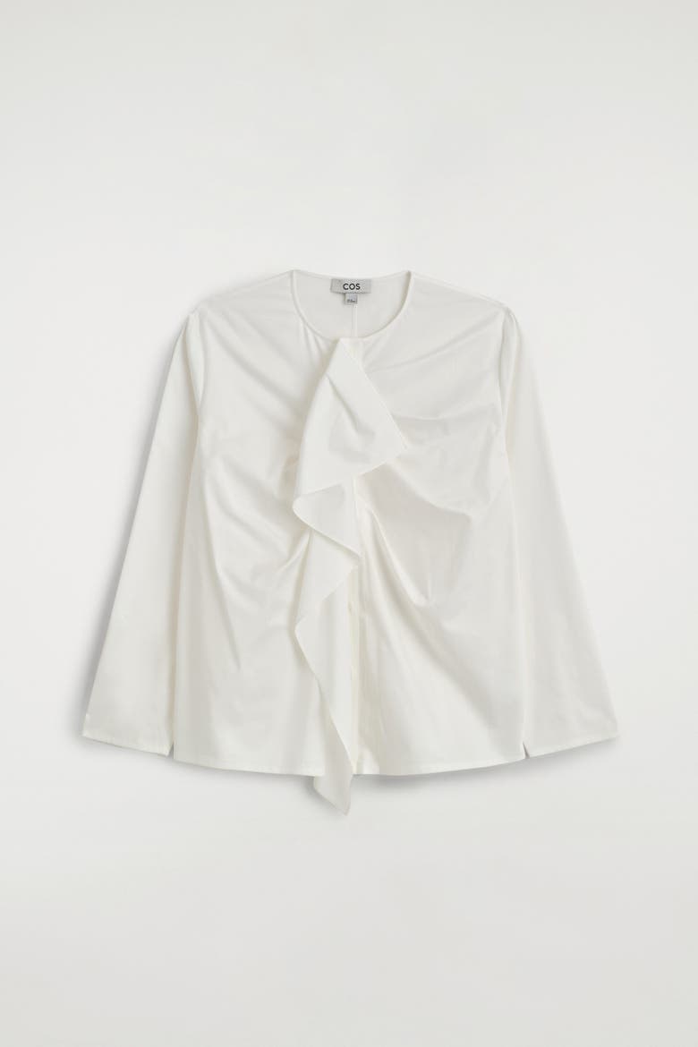 Ruffled Cotton Blouse, Alternate, color, WHITE