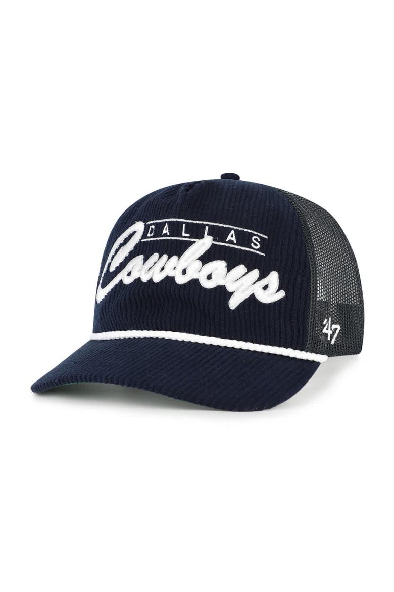 Men's '47  Navy Dallas Cowboys Double Header Relaxed Corduroy Hitch Hat, Alternate, color, Navy