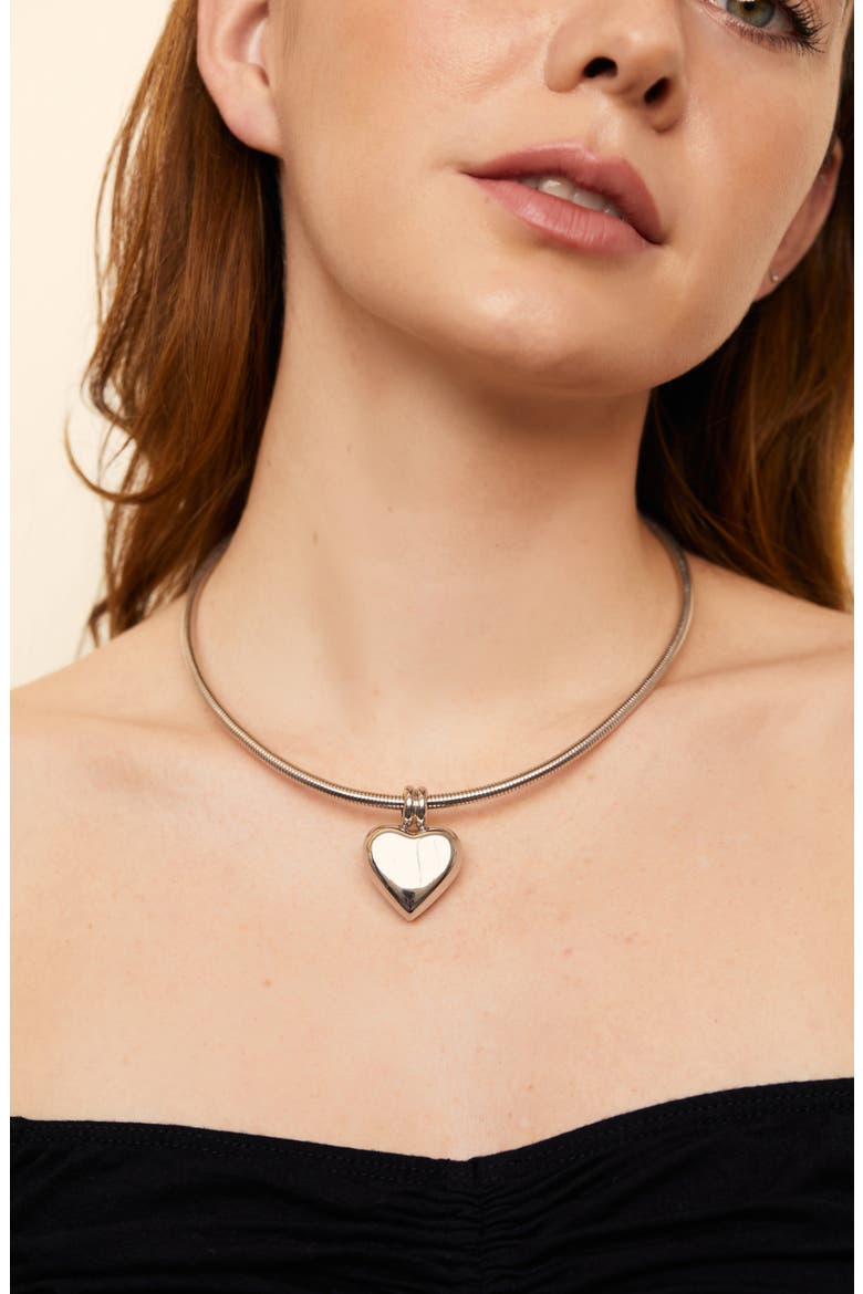 Irresistible Heart Charm Necklace, Alternate, color, SILVER
