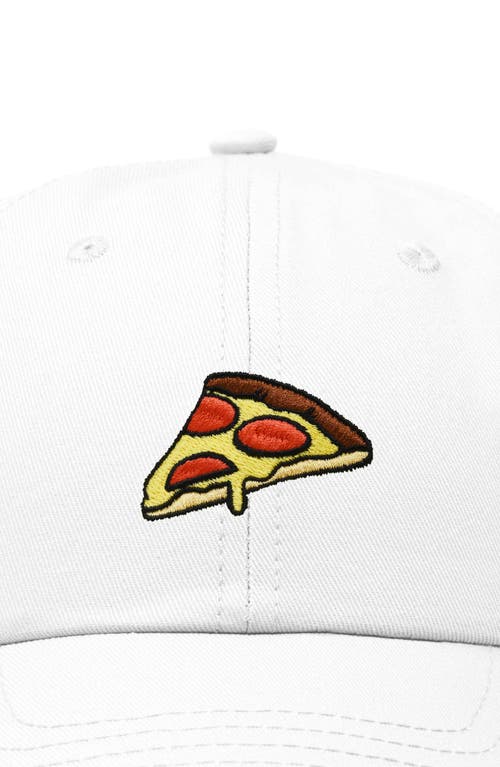 Dalix Pizza Slice Embroidered Dad Hat In White