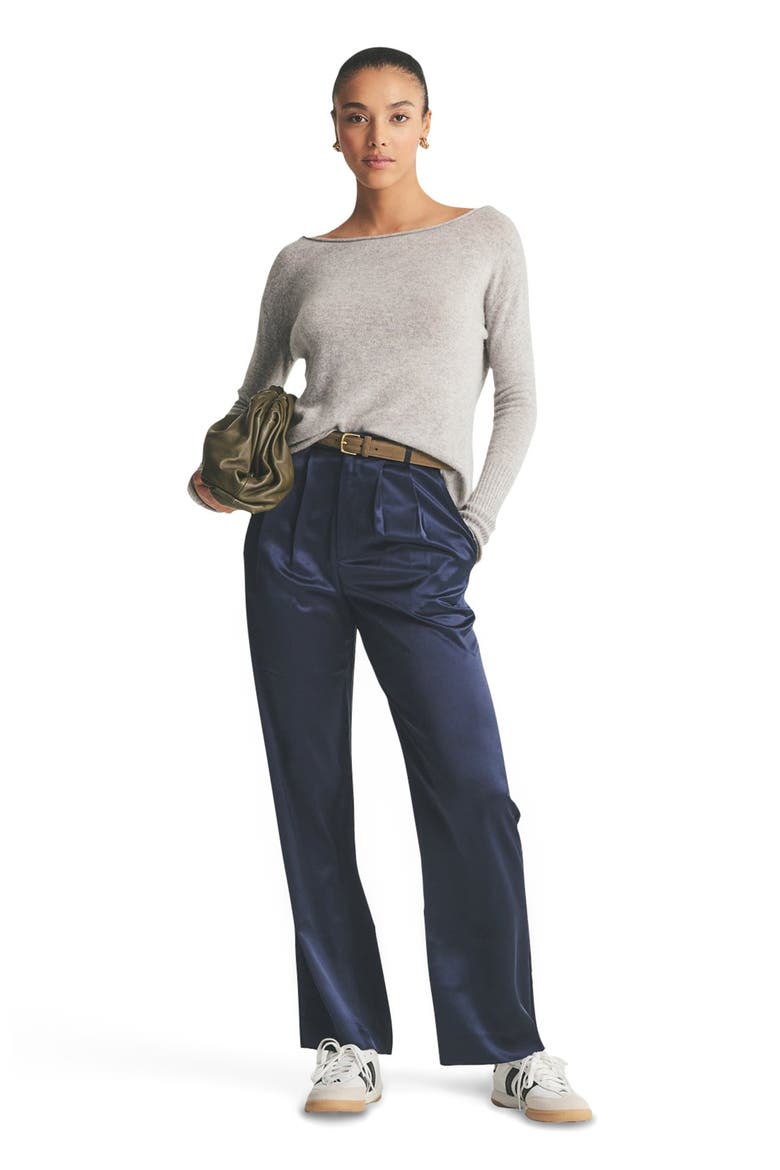 Lightweight Cashmere Boatneck Sweater, Main, color, Cement