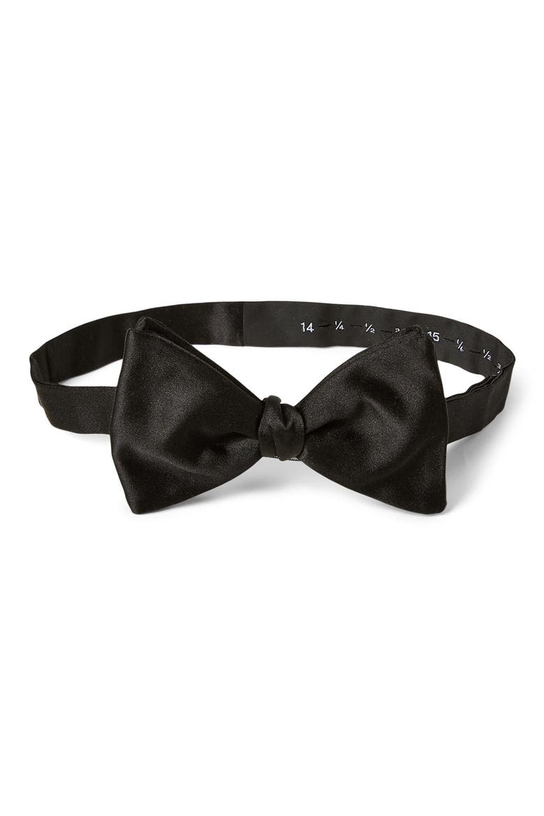 Pre-Tied Silk Bow Tie, Main, color, BLACK
