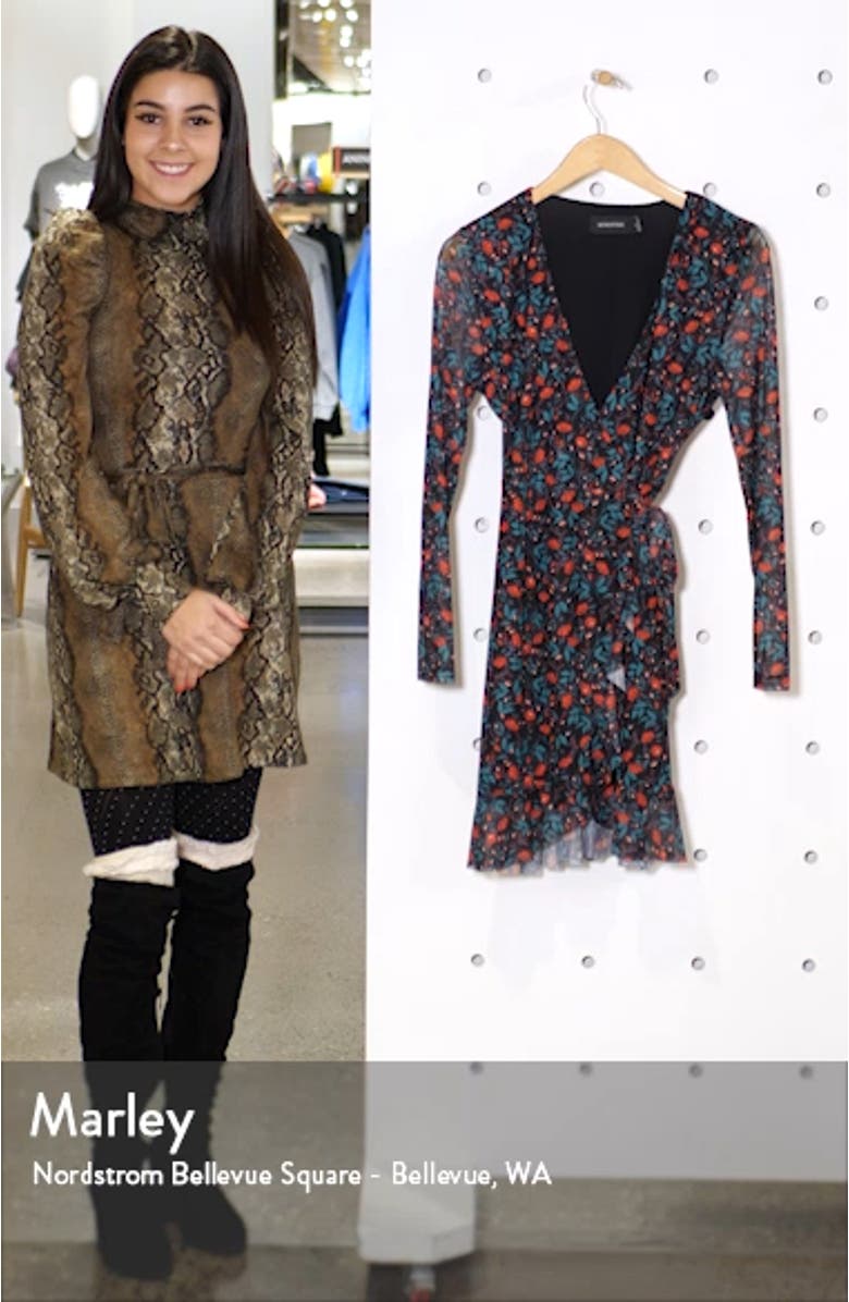 Holy Long Sleeve Mesh Wrap Minidress, sales video thumbnail