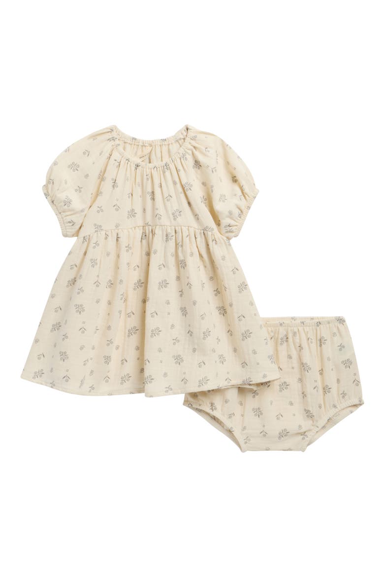 Bella Winter Berry Organic Cotton Dress & Bloomers Set, Main, color, NATURAL