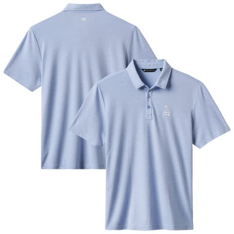 Men's TravisMathew Heather Blue Los Angeles Dodgers Playoff Pitch Tri-Blend Polo