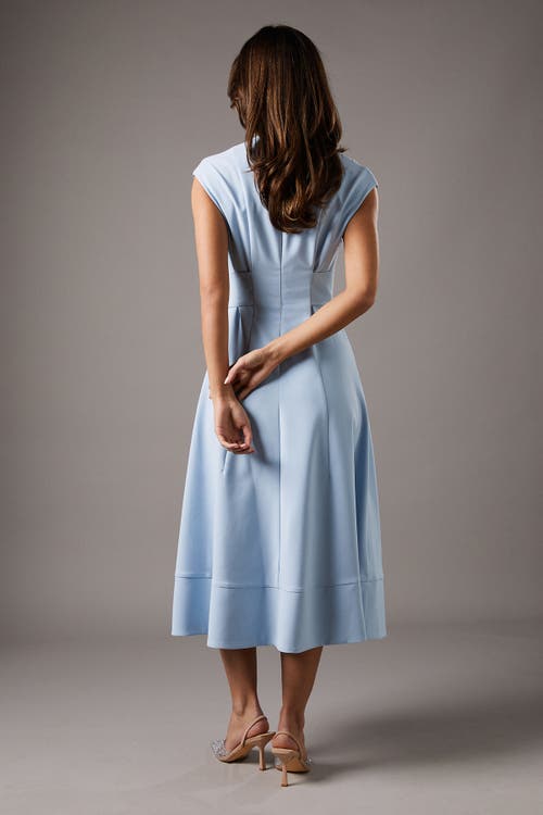 Coast Belted Crepe V-neck Midi Dress In Blue