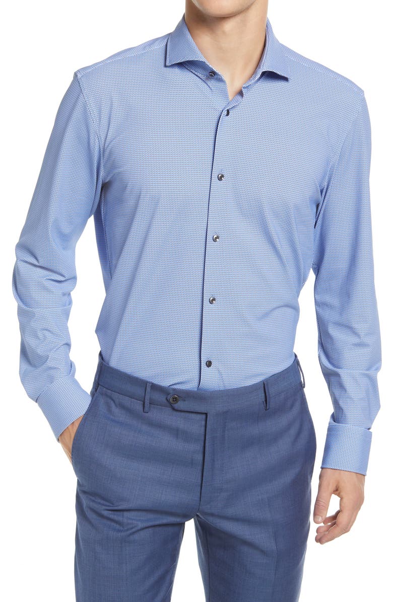 BOSS Jason Slim Fit Dot Stretch Performance Dress Shirt, Main, color, 
