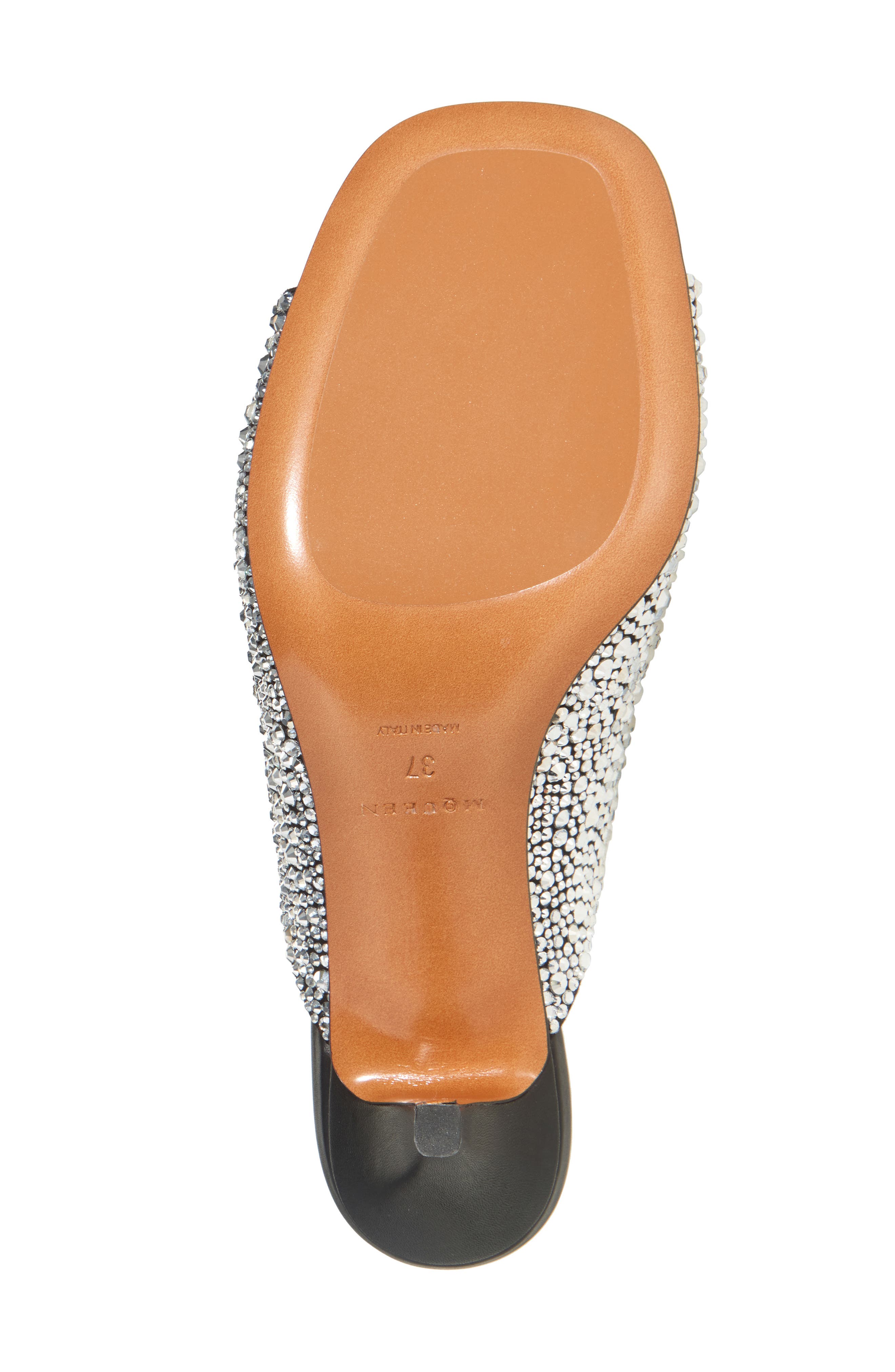 McQueen Arc Crystal Slide Sandal, Alternate, color, Black/ Silver