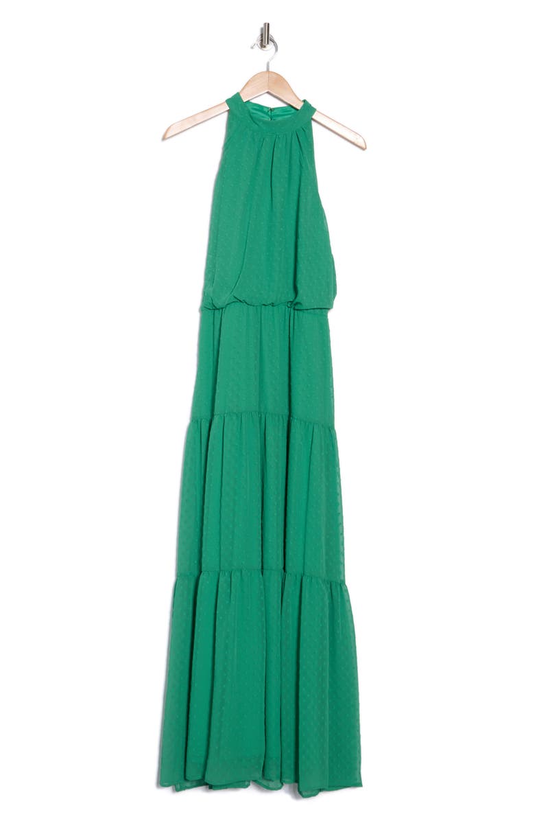 Donna Ricco Sleeveless Tiered Maxi Dress, Alternate, color, Green