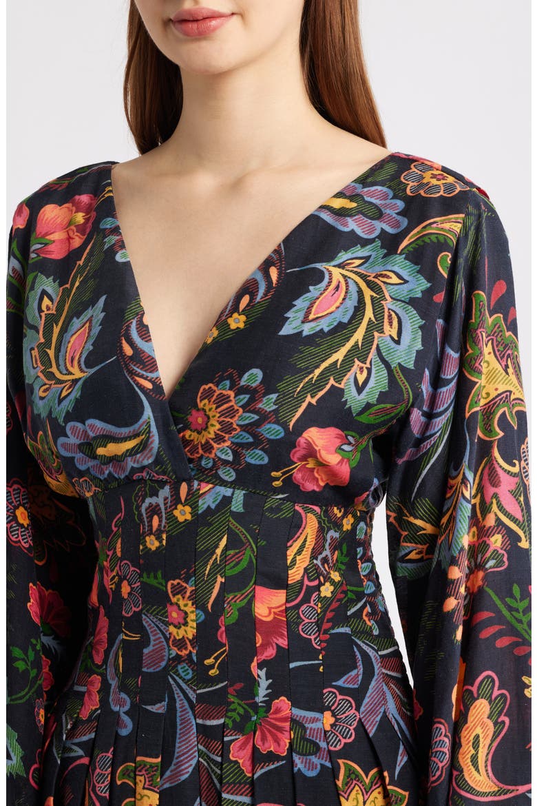 Janiero Floral Long Sleeve Bubble Hem Minidress, Alternate, color, BLACK MULTI