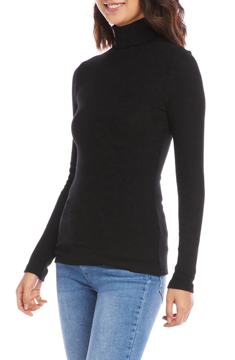 FIFTEEN TWENTY Rib Turtleneck Top, Alternate, color, Black