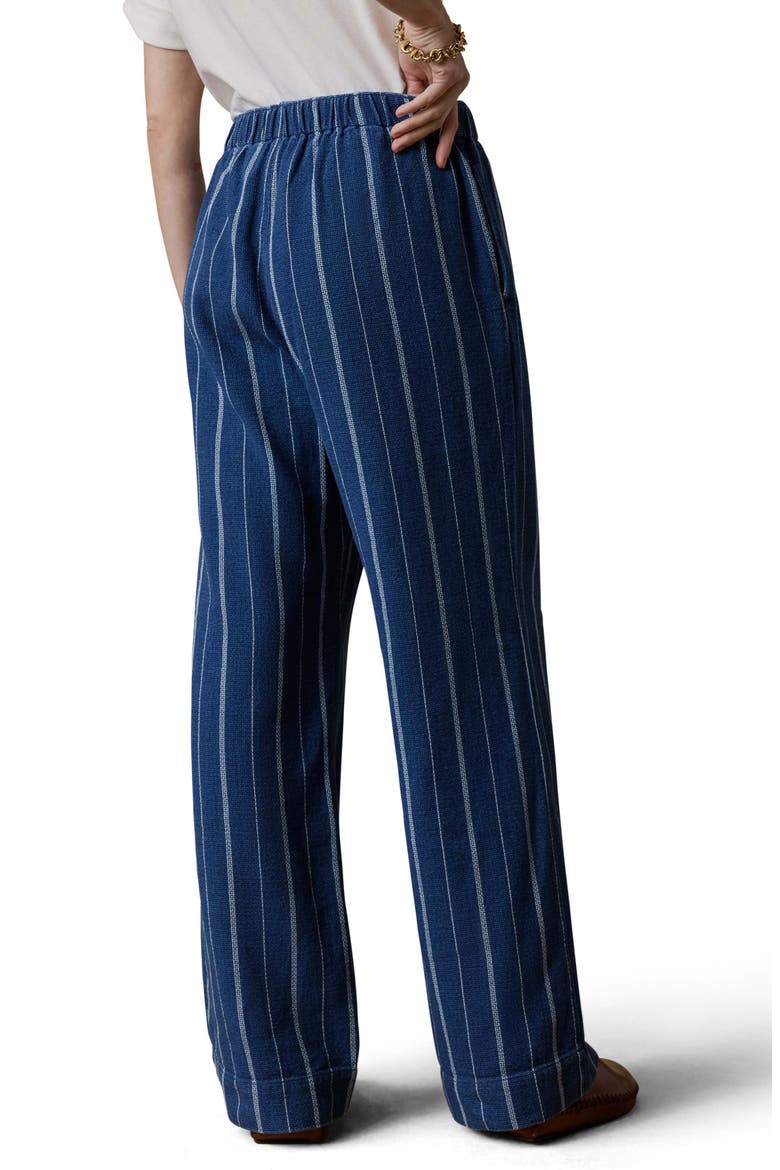 Laidback Organic Cotton Pull-On Pants, Alternate, color, INDIGO DRIFT STRIPE