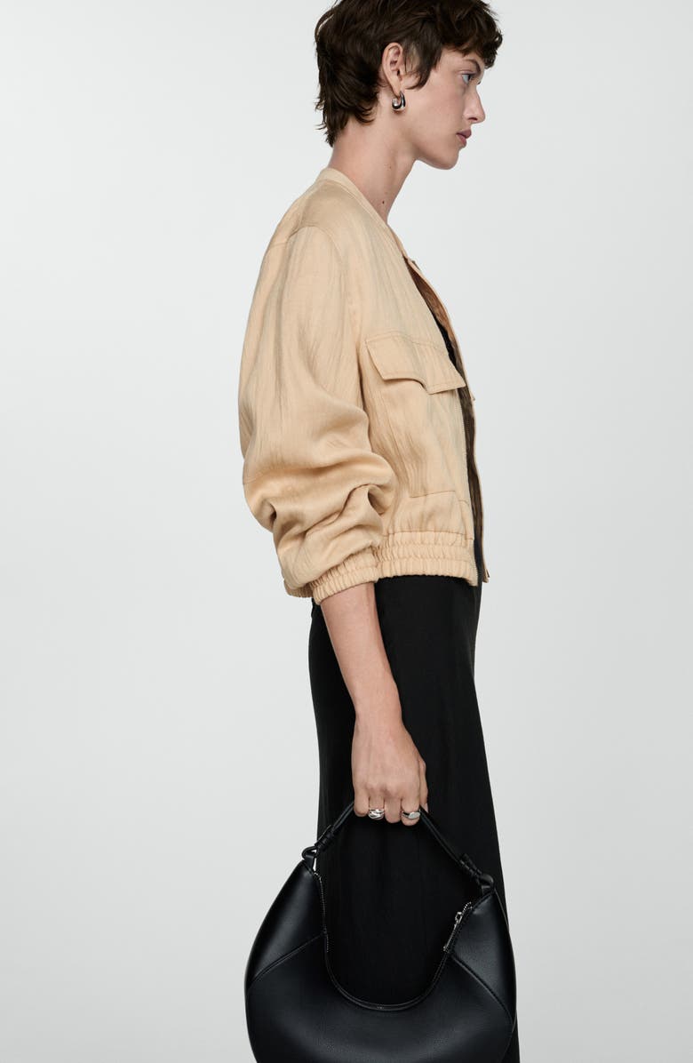 MANGO Flowy Bomber Jacket, Alternate, color, Beige