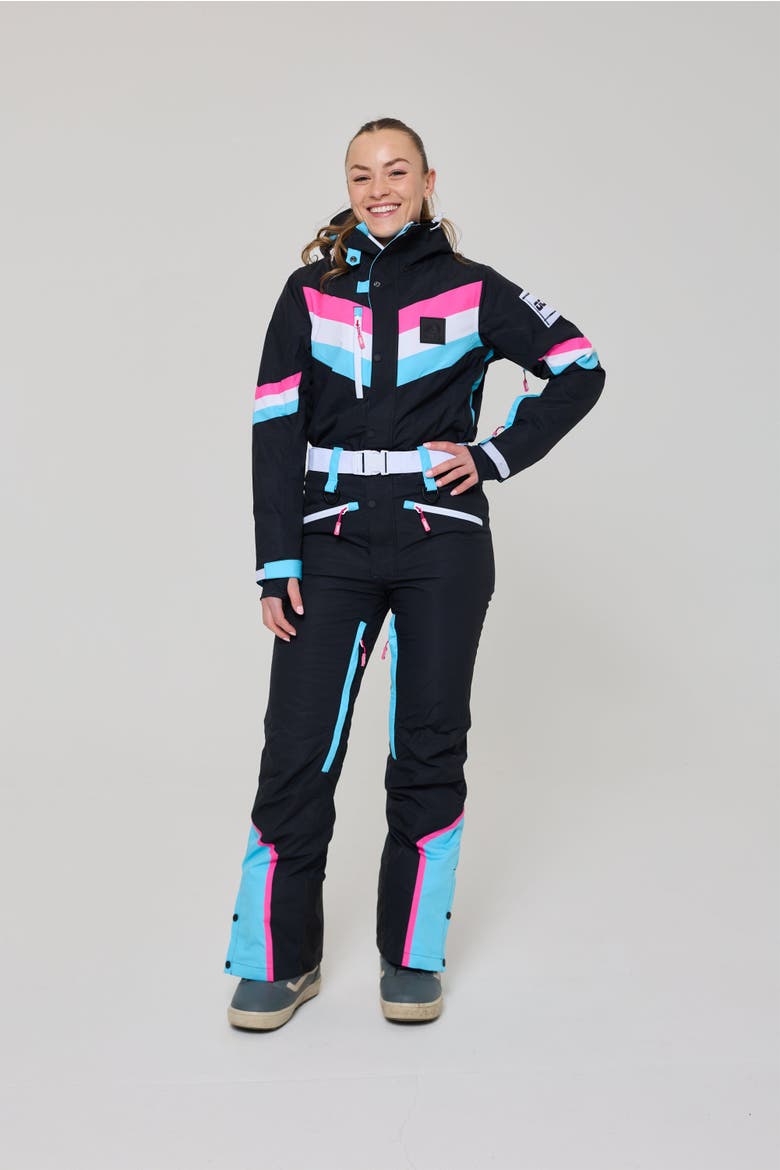Can't Touch This Women's Ski Suit, Main, color, Black with neon pink