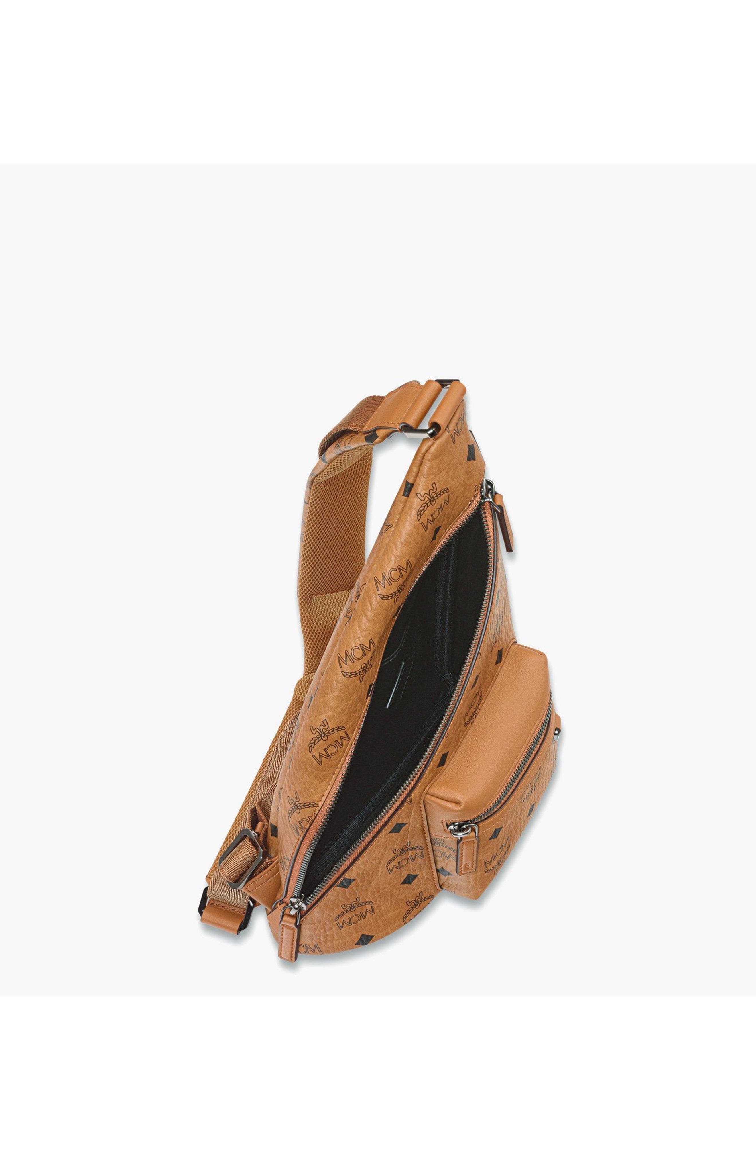 MCM Aren Sling in Visetos, Alternate, color, Brown