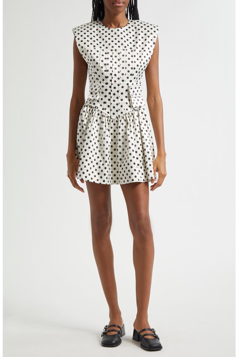 Print Dot Corset Minidress, Main, color, EGRET