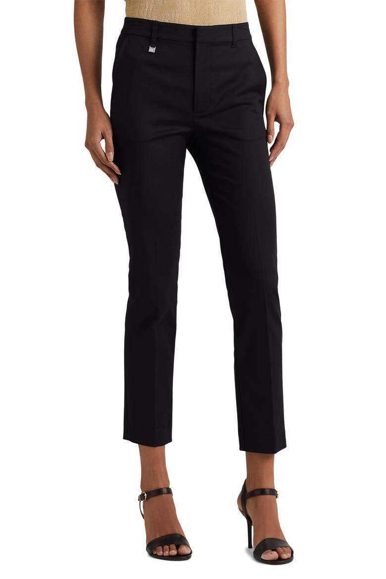Double Faced Stretch Cotton Pants, Main, color, POLO BLACK