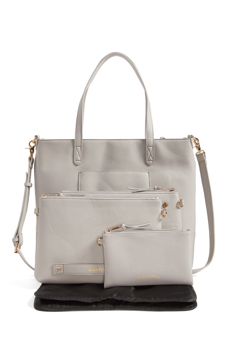 Boss Faux Leather Diaper Bag & Clutch, Alternate, color, GRAY