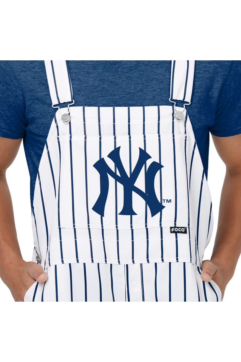 Men's FOCO  White New York Yankees Pinstripe Bib Overalls, Alternate, color, White