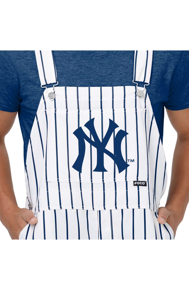 FOCO Men's FOCO  White New York Yankees Pinstripe Bib Overalls, Alternate, color, White