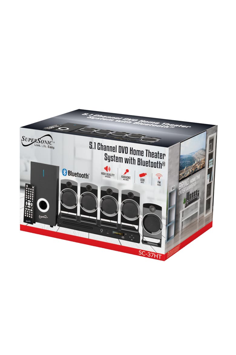 5.1 Channel DVD Home Theater System USB and Karaoke, Alternate, color, Black