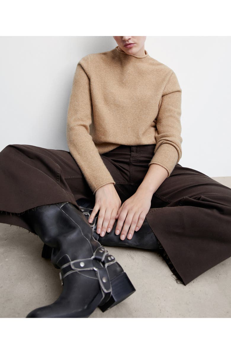 MANGO High Waist Culotte Wide Leg Jeans, Alternate, color,