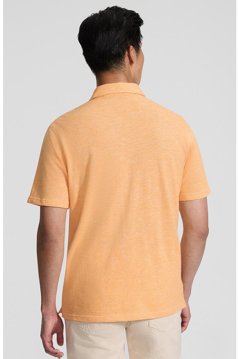 Short Sleeve Cotton Linen Polo, Alternate, color, Sweet Mango Heather
