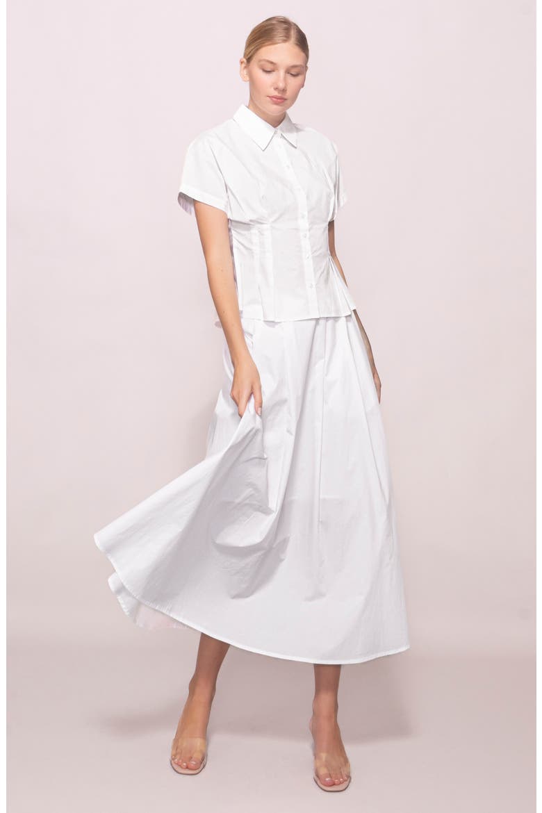 Lemon Poplin A-Line Maxi Skirt, Alternate, color, WHITE