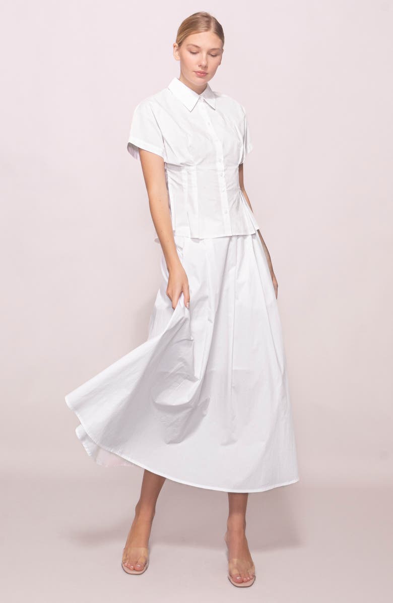 MELLODAY Lemon Poplin A-Line Maxi Skirt, Alternate, color, White