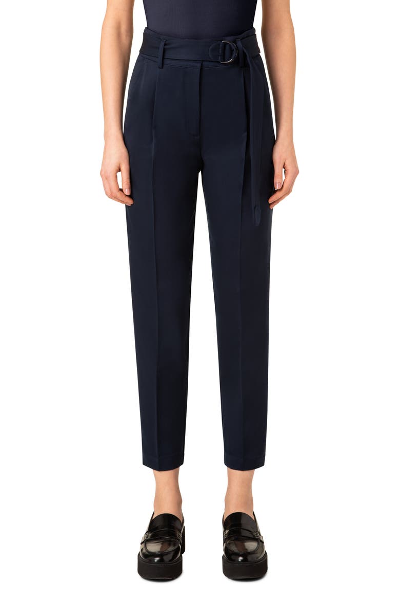 Fred Wool Gabardine Tapered Ankle Pants, Main, color, NAVY
