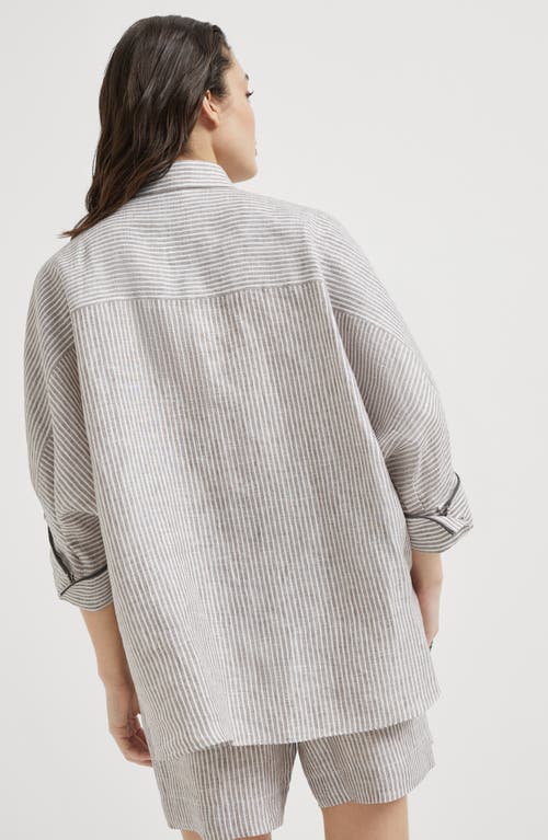 Brunello Cucinelli Linen Shirt In Gray