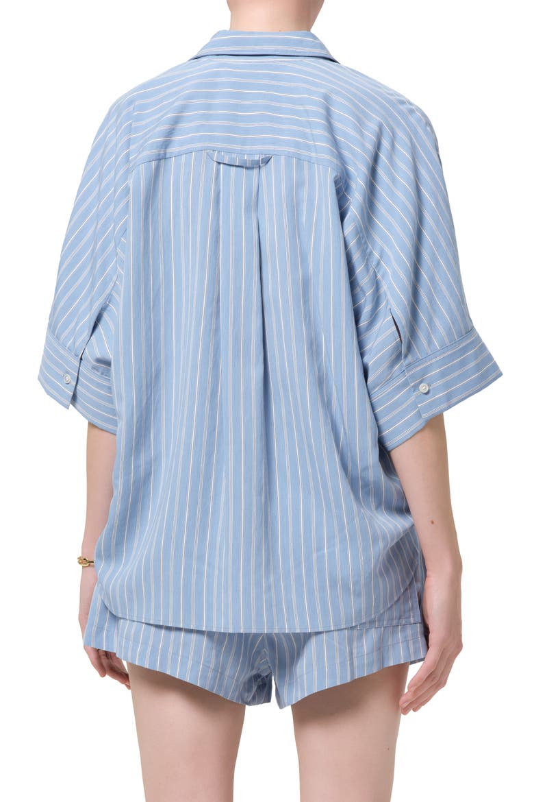 Claire Stripe Origami Button-Up Shirt, Alternate, color, CAPRI STRIPE