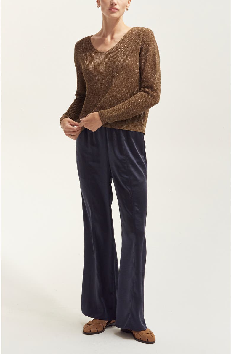 CRESCENT Lurex Sweater Top, Alternate, color, Espresso