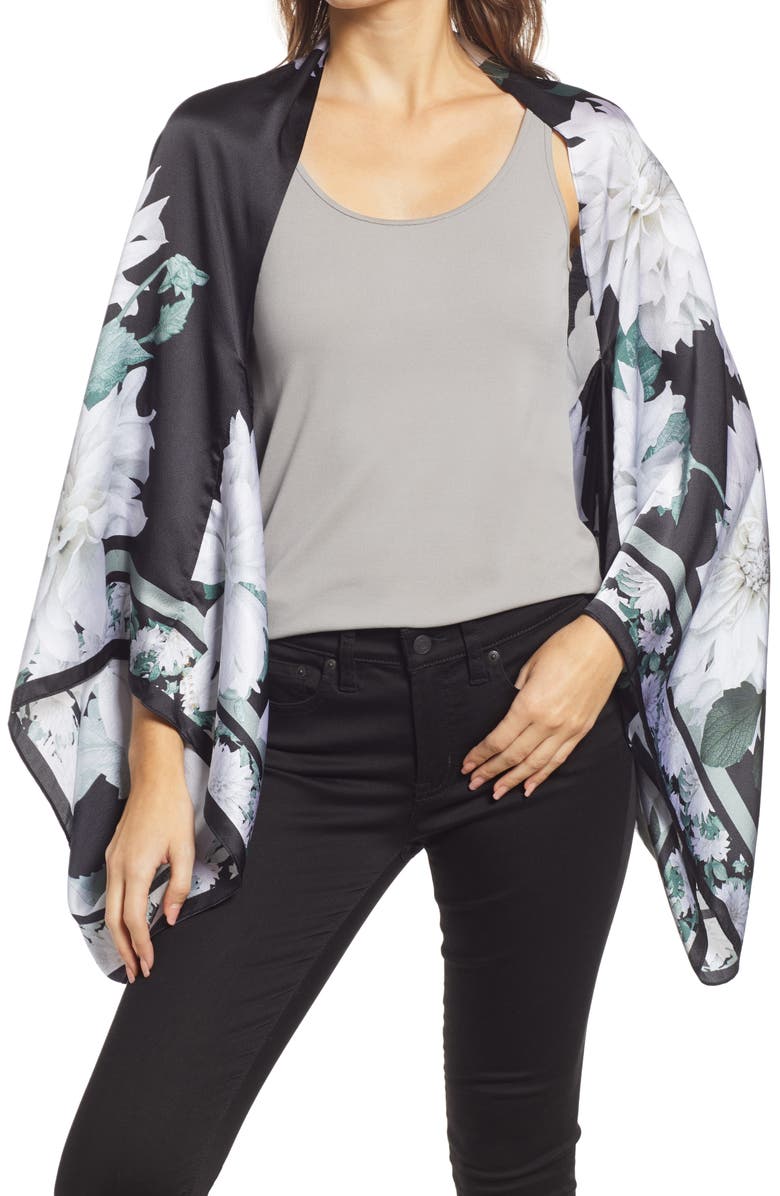 Ted Baker London Cincar Floral Print Silk Scarf, Main, color,