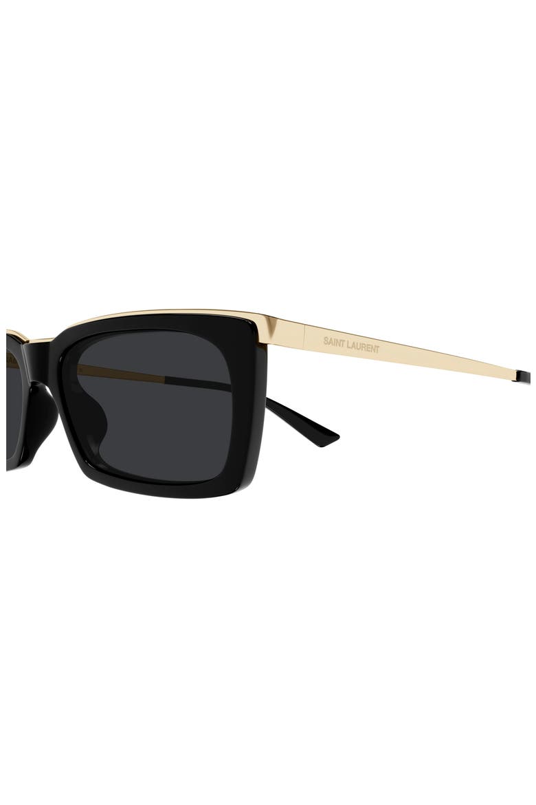 57mm Rectangular Sunglasses, Alternate, color, BLACK
