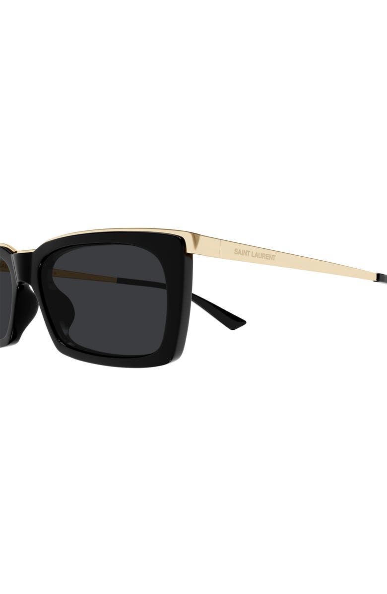 Saint Laurent 57mm Rectangular Sunglasses, Alternate, color, Black