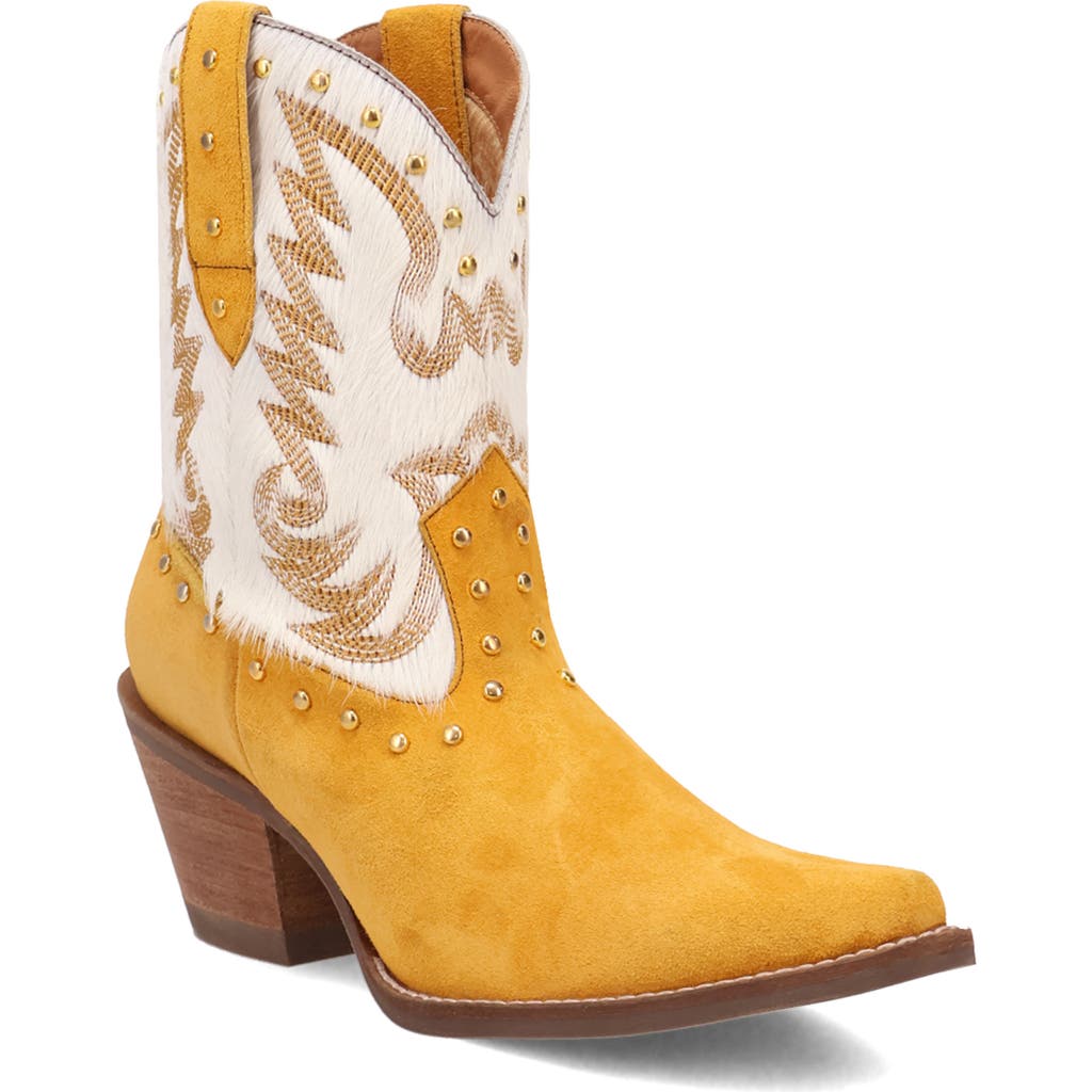 Dingo Rodeo Queen Genuine Calf Hair Western Boot In Yellow