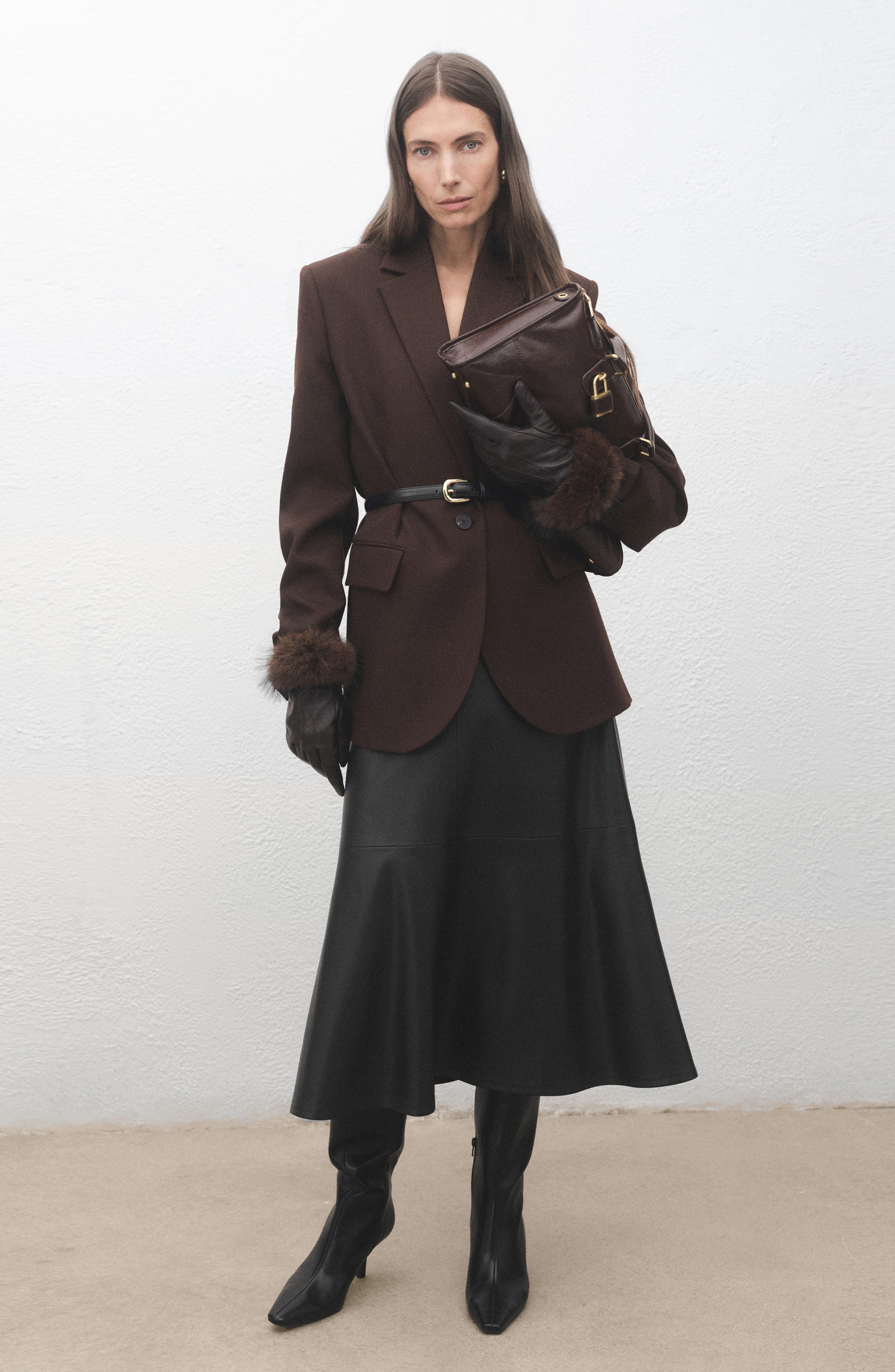 MANGO Knee High Boot, Alternate, color, Black