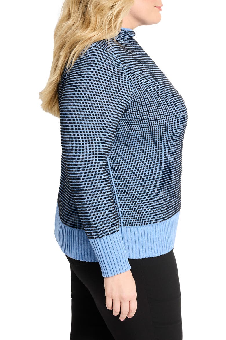 Mock Neck Pixel Knit Sweater, Alternate, color, BLUE MULTI