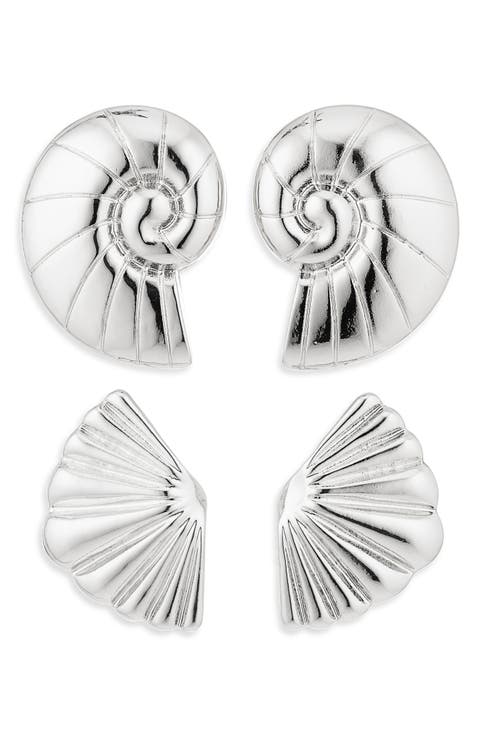 Set of 2 Shell Stud Earrings